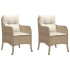 Outdoor Garden Patio 2pcs Poly Rattan Dining Lounge Chairs With Cushions Chair