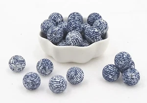 20 WHOLESALE BLUE STRIPE SILICONE 15mm BEAD JEWELRY MAKING PACIFIER BABY TEETHER - Picture 1 of 4