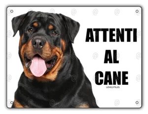 Cartello Attenti al cane Rottweiler metallo pvc targa - Foto 1 di 1