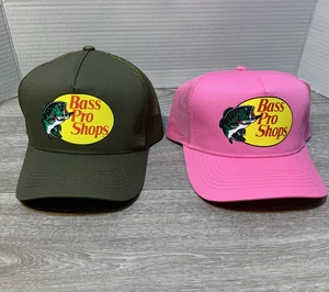 Menge 2 Bass Pro Shops Outdoor Angeln Trucker Mütze Netzkappe verstellbar Druckknopflasche - Bild 1 von 6