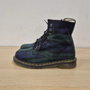 Dr Martens 1460 Check Tartan Blue Green Plaid Rare Ankle Boots Size Uk 8 Eu 42 - Picture 1 of 8