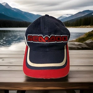 Sea-Doo Bombardier Water Craft Blue Red White Adjustable Cap Hat Vintage Retro - Picture 1 of 5