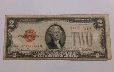 1928 $2 Dollar Red Seal Note - Image 1 of 2