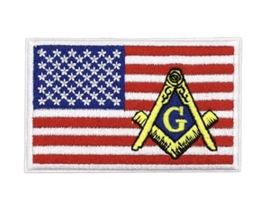 MASONIC LOGO USA FLAG FREEMASON SQUARE AND COMPASS PATCH **FREE SHIPPING** - Picture 1 of 1