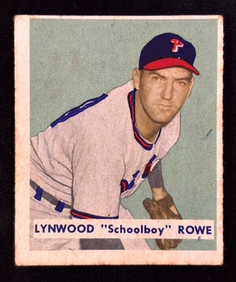 Vintage 1949 Bowman #216 LYNWOOD "Schoolboy" ROWE Phillies VG - Image 1 of 2