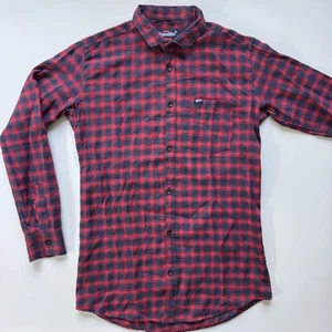 SUPERDRY Long Sleeve Button Up Shirt Womens Medium Flannel Red Plaid Check Light - Picture 1 of 11