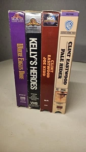 4 Clint Eastwood VHS Joe Kid Pale Rider Kelly's Heroes Where Eagles Dare Classic - Picture 1 of 5