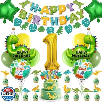 WORTHUG Dinosaurio 1er Cumpleaños Fiesta Decoraciones Suministros para Niños, Incluye B Foto 1 de 4