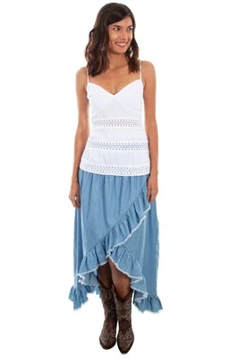 Scully Womens Light Blue 100% Cotton Hi/Lo Skirt M - Image 1 of 3