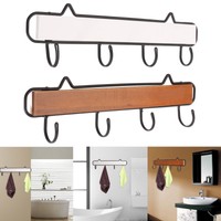 Retro Wood Wall Mount Metal Hook Rack Holder Coat Hat Hanger Bag Key Organizer ！