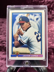 Javy Lopez 1991 Bowman RC #587 Atl Braves Legends Rookie Jersey Chipper Cards HQ - Picture 1 of 3