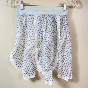 Medio delantal transparente de cocina de anfitriona punteada azul con volantes blancos vintage de los años 50 - Imagen 1 de 7