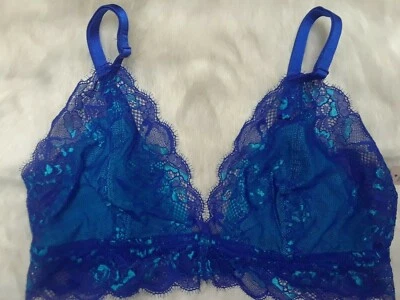 AMBRIELLE Wireless LACE Bralette ~ Fun BLUE Scuba Blue [CHOOSE SIZE] *New w/Tags - Image 1 of 4