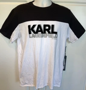 KARL LAGERFELD Men’s Short Sleeve T-Shirt Paris Size Med. White NWT - Picture 1 of 6