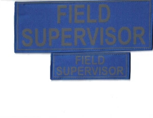 2 Patch mit Klett reflektierend Emblem Aufnäher FIELD SUPERVISOR Schwarz o. Blau - Bild 1 von 3