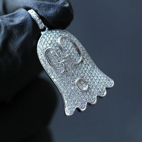 Ciondolo Gucci Diamante Ghost Diamante Gucci Diamante Placcato Oro Bianco 14K 0 50Ct Creato in Laboratorio