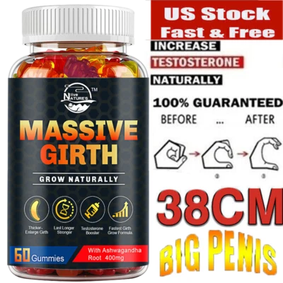 ✅ XXXL Plus Size Male ENLARGER Longer Bigger Wider Man Natural Growth 60 Gummies - Image 1 of 4