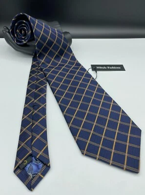 Corbata para hombre Robert Talbott the Ascot Shop 100 % seda ~ azul ~ cuadros ~ ¡cosida a mano! Foto 1 de 4