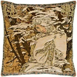 NEW ALPHONSE MUCHA "WINTER/HIVER" 18" BELGIAN TAPESTRY CUSHION COVER 18G - Picture 1 of 6