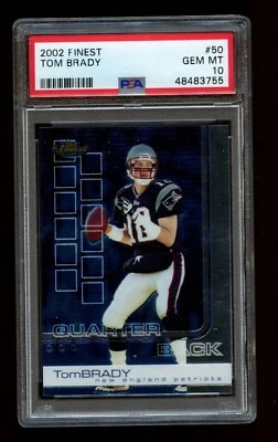 2002 Topps Finest Tom Brady #50 PSA 10 Gem Mint New England Patriots 1st Finest  - Image 1 of 2