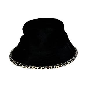 Brandy Melville One Size Bucket Hat Black Leopard Print 100% Cotton Used - Picture 1 of 9