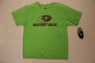 NEW Mossy Oak Boys T Shirt Youth Large Top Green Camo Deer Hunting Tee Fishing - Image 1 of 2