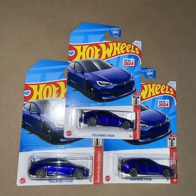 Hot Wheels Tesla Modelo S 2024 Cuadros Azul Como Nuevo Q Estuche Lote 3 Foto 1 de 4
