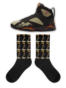 Sock to Match Retro 7 Olives, AJ& Olive Socks - Picture 1 of 2