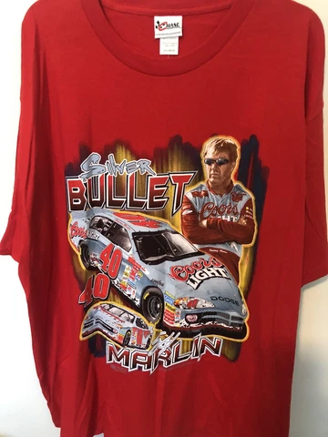 Sterling Marlin Silver Bullet Chase Authentics Racing Red NASCAR Shirt Size 2XL Cover