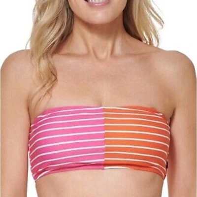 Tommy Hilfiger Bikini Bandeau Rayas Sujetador Top Mujer Traje de Baño Rosa Nuevo con Etiquetas Pequeño Foto 1 de 4