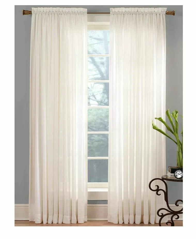 Miller Curtains Sheer Angelica Voile 59" x 108" Rod Pocket Curtain Panel - White - Imagem 1 de 1