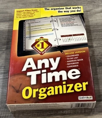 Vtg AnyTime Organizer 2 Disc Software Deluxe Version Windows XP, 2000, ME, 98 - Image 1 of 4