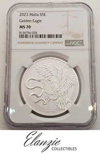 2023 Malta Silver 5 Euros Golden Eagle NGC MS70 - Picture 1 of 5