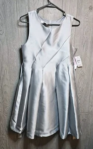 Bonnie Jean Girls Size 16 "PALE GREEN MIKADO" Pleated Satin Ruffle Dress - Picture 1 of 6