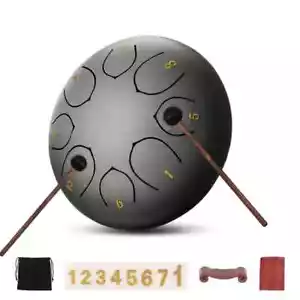 Rain Drum Steel Tongue Drum 6 In 8 Notes Steel w/Drum Mallets for Musician Gift - Picture 1 of 4