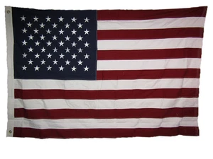 6 x 10 Fuß USA amerikanische 50 Sterne 100 % Baumwolle Flagge 6 Fuß x 10 Fuß Banner Ösen bestickt - Bild 1 von 6