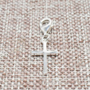 925 Sterling Silver Jesus Cross Clip On Charm with Lobster Clasp for Bracelet