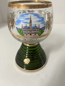 Vintage Roemer Reuge Musical Wine Glass Beehive Stem Austria Wien Rathaus Vien - Picture 1 of 6