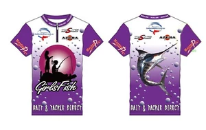 Kids Fishing T- Shirts Purple Colour (Support That Girls Fish Too) Speical - Picture 1 of 4