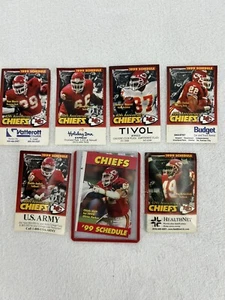 Vintage Kansas City Chiefs 1999 Pocket Schedule Lot Of 7 With 1 Foldout 6 Cards - Bild 1 von 12