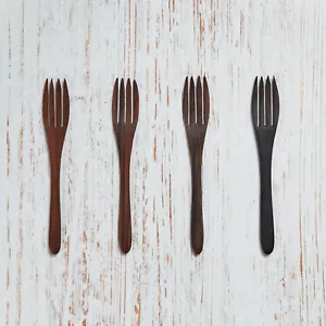 ORGANIC WOODEN FORKS HANDCRAFTED VEGAN NATURAL FORKS SET OF 4 - Bild 1 von 2