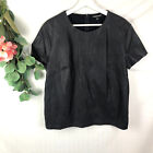 NWT COUNTRY ROAD Womens Black PU Front Short Sleeve Top - XL