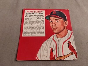 1952 Red Man Tobacco Baseball No 23 Eddie Stanky