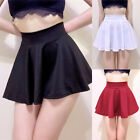 Women Sexy High Waist A-line Skater Mini Skirt Vintage Flared Pleated Skirts US+