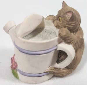Vintage Lenox Victorian Curious Kitty Cat With Watering Can Thimble - Picture 1 of 5
