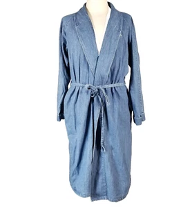 LL Bean Robe Men's Medium Blue Denim Cotton - Picture 1 of 11