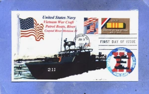 PATROL BOAT, RIVER PBR-211 Vietnam fighting Gunboat #1802 Color Photo First Day - Picture 1 of 1