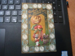 Halloween Postcard Vintage Germany 2279 Pumpkin Bagpipes Early 1900s Rare Unused - Picture 1 of 3