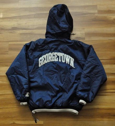GEORGETOWN HOYAS STARTER HEAVY 1/4 ZIP PARKA JACKET PULL OVER VINTAGE NCAA MEN L Cover