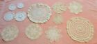 Vintage Lot of 12 Crocheted Cream/white color Doilies Round & Star Shape.  I#8
